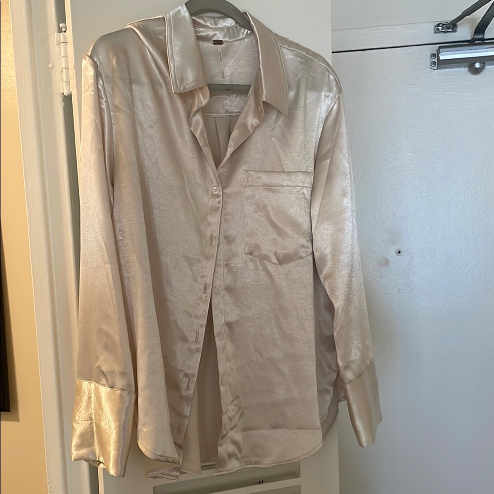 Free People Satin Button Up